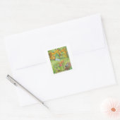 Voorjaarstuin met Chick en Froggie Vierkante Sticker (Envelop)