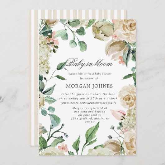 Voorjaarstuin virtuele douche-uitnodiging (Voorkant / Achterkant)