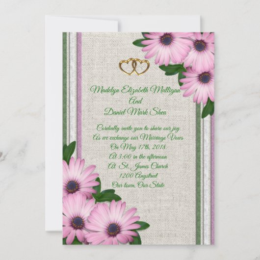 Voorjaarsuitnodiging Daisies over linen Kaart (Voorkant)