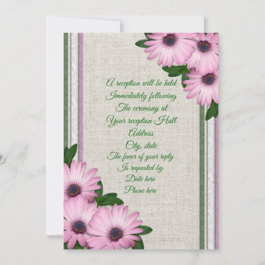 Voorjaarsuitnodiging Daisies over linen Kaart (Achterkant)