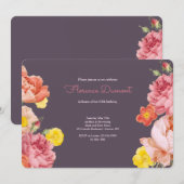 Voorjaarsuitnodiging van Floral Birthday Kaart (Voorkant / Achterkant)