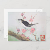 Voorjaarsvogel en kersenbloei briefkaart (Voorkant / Achterkant)