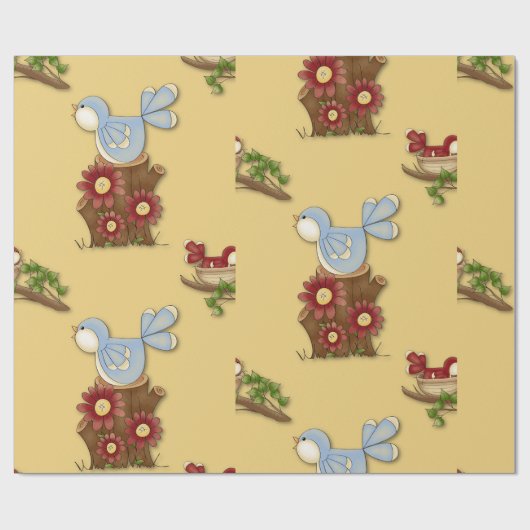 Voorjaarsvogels Cadeaupapier (Vlak)