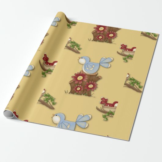 Voorjaarsvogels Cadeaupapier (Uitgerold)