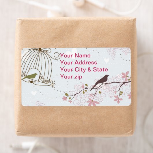 Voorjaarsvogels en bloemenlabel etiket (Insitu)