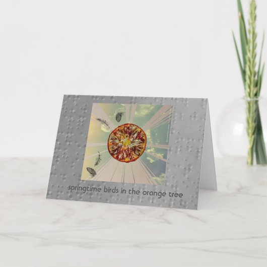 Voorjaarsvogels in de oranje boom kaart (Voorkant)