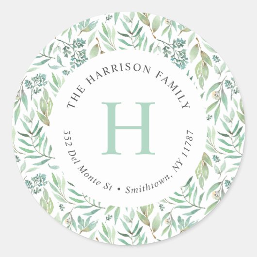 Voorjaarswebbeemmonogram Retouradres Ronde Sticker (Voorkant)