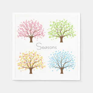 Voorjaarszomer herfst Winter Trees Paper Napkins Servetten