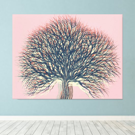 Voorjaarszomer herfst winterboom #3 canvas afdruk (Insitu (Houten vloer))