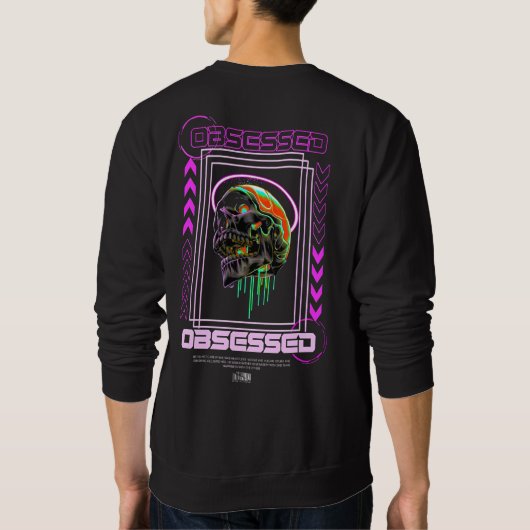 Voorkant + achterkant Schedel Kunst geobsedeerd de Trui (Achterkant)