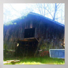 Voorkant Uitzicht een rustieke 100 jaar oude schuu Poster