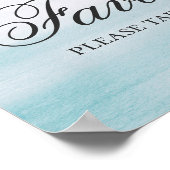 Voorkeuren. Waterverf blue nautical script bruilof Poster (Hoek)