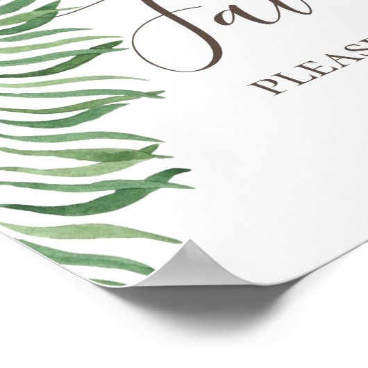 Voorkeuren. Waterverf tropische groene palmbruilof Poster (Hoek)