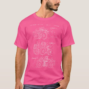 Voorlader Tractor Blauwdrukken Constructie T-shirt