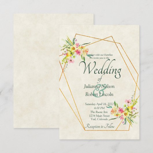 Voorlente huwelijksuitnodiging kaart (Voorkant / Achterkant)