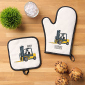 Voorlichting cartoon ovenwant & pannenlap set (Top down)