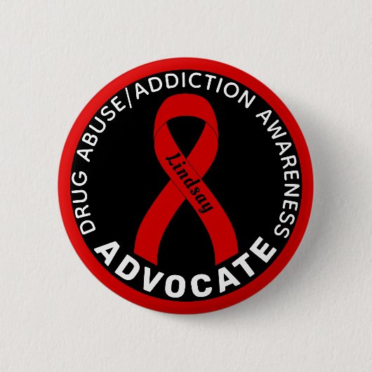 Voorlichting drugsverslaving Advocate Ribbon Black Ronde Button 5,7 Cm (Voorkant)