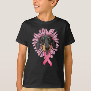 voorlichting over borstkanker in dachshund t-shirt