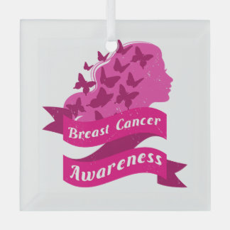 voorlichting over borstkanker vrouwen vlinder roze glas ornament