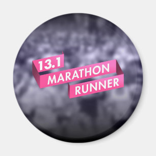 Voorlichting over halfhoge marathonloper roze lint magneet