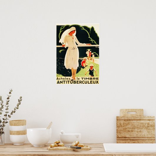 Voorlichting over kinderen en tuberculose Oude Fra Poster (Keuken)