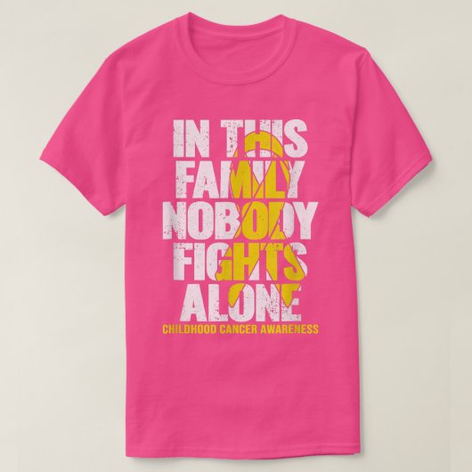 Voorlichting over kinderkanker bij gezinnen onders t-shirt (Design voorkant)