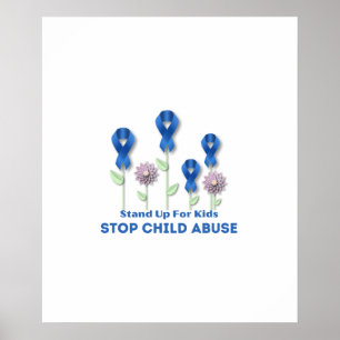 Voorlichting over kindermisbruik Blauwe lint stopp Poster