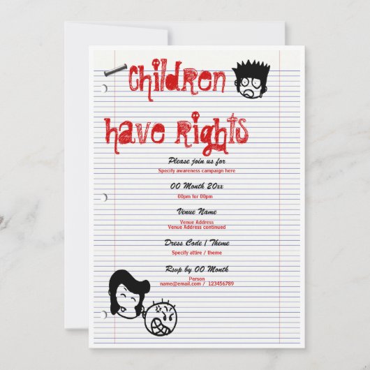 Voorlichtingscampagne over kinderrechten kaart (Voorkant)