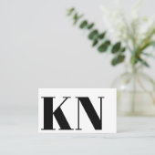 Voorlopig minimalistisch zwart monogram zwart wit visitekaartje (Staand voorkant)