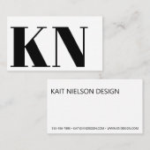 Voorlopig minimalistisch zwart monogram zwart wit visitekaartje (Voorkant / Achterkant)