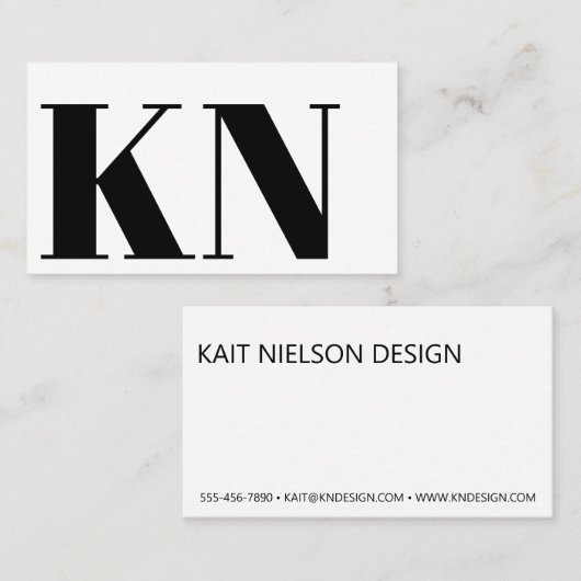 Voorlopig minimalistisch zwart monogram zwart wit visitekaartje (Voorkant / Achterkant)