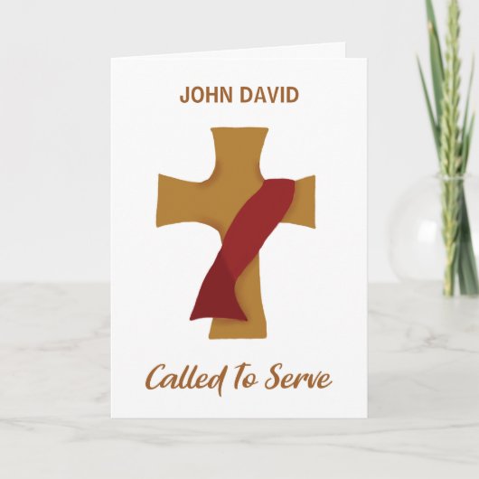 Voorlopige Deacon Ordination Red Stole on Cross Kaart (Voorkant)