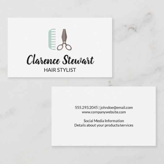 Voorlopige haarstylist visitekaartje (Voorkant / Achterkant)