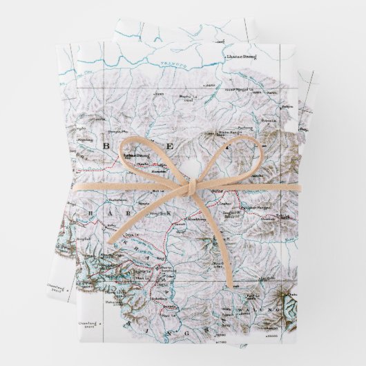  voorlopige kaart van het Poster Mount Everest Inpakpapier Vel (In situ)