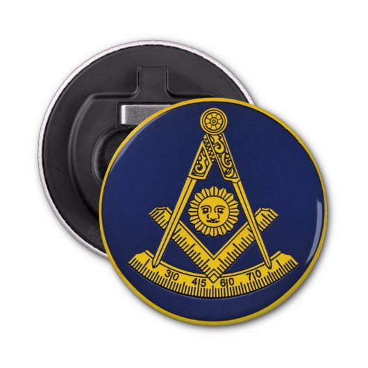 Voorlopige master Freemason Square and Compass Mas Button Flesopener (Voorkant)