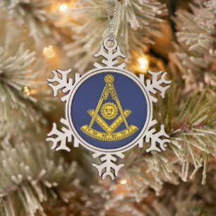 Voorlopige master Freemason Square and Compass Mas Tin Sneeuwvlok Ornament