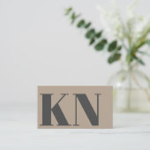 Voorlopige minimalistische koele monogram Taupe Gr Visitekaartje (Staand voorkant)