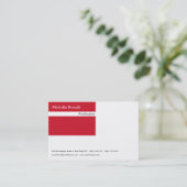 Voorlopige rode witte minimalistische moderne mode visitekaartje (Staand voorkant)
