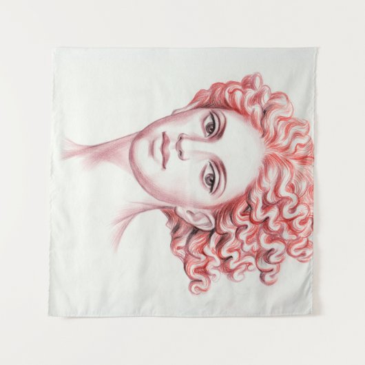 Voorlopige vrouwelijke hoofdvoorraadillustratie wandkleed (Voorkant (horizontaal))