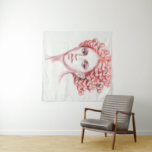 Voorlopige vrouwelijke hoofdvoorraadillustratie wandkleed (In Situ (horizontaal))