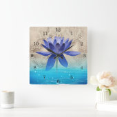 Voormalig Egypt Styled Magic Blue Lotus Flower Pos Vierkante Klok (Huis)