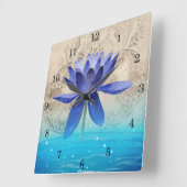 Voormalig Egypt Styled Magic Blue Lotus Flower Pos Vierkante Klok (Hoek)