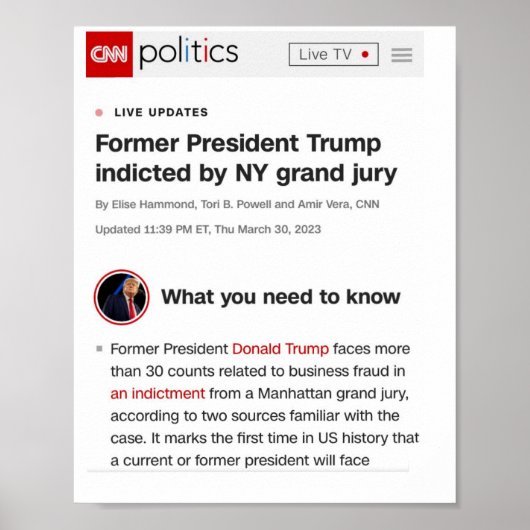 Voormalig President Trump Indicator Poster (Voorkant)