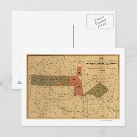 Voormalige limieten van Cherokee "Nation of" India Briefkaart (Voorkant / Achterkant)