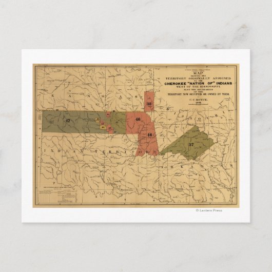 Voormalige limieten van Cherokee "Nation of" India Briefkaart (Voorkant)