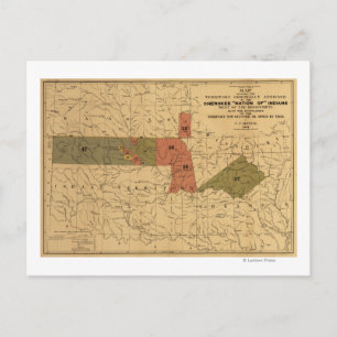 Voormalige limieten van Cherokee "Nation of" India Briefkaart