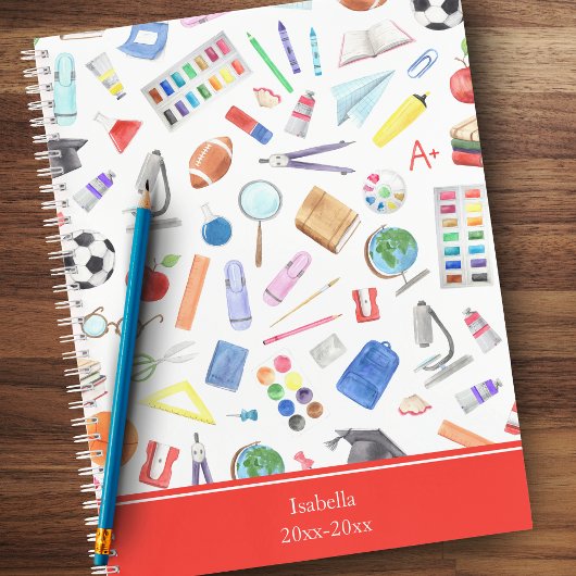 Voornaam aangepast schoolpatroon notitieboek