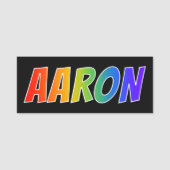 Voornaam "AARON": Fun Rainbow-kleuren Naamplaatje (Voorkant)