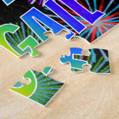 Voornaam "ABIGAIL", geun "HAPPY BIRTHDAY" Legpuzzel (Zijkant)