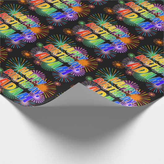 Voornaam "ADAM", afgekort "HAPPY BIRTHDAY" Cadeaupapier (Hoek)